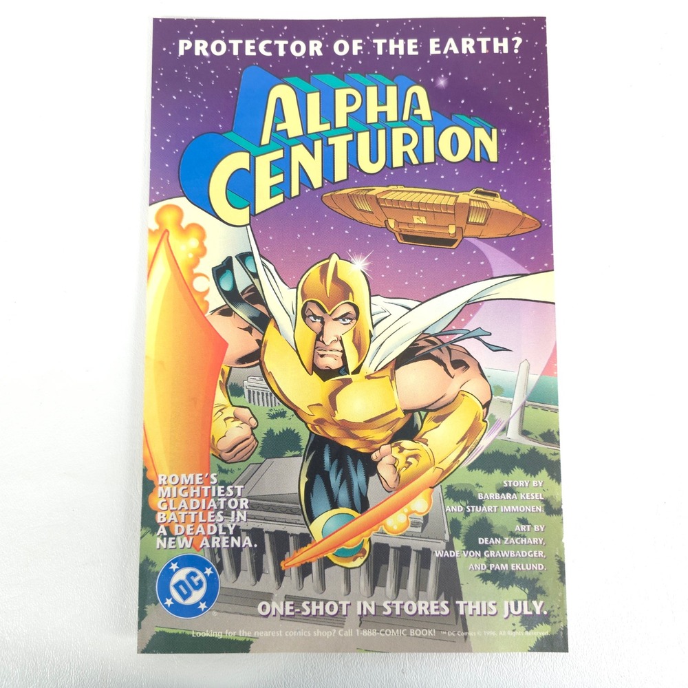 Alpha Centurion DC Comics One Shot Promo Ad 1996 Gladiator Superhero Vintage